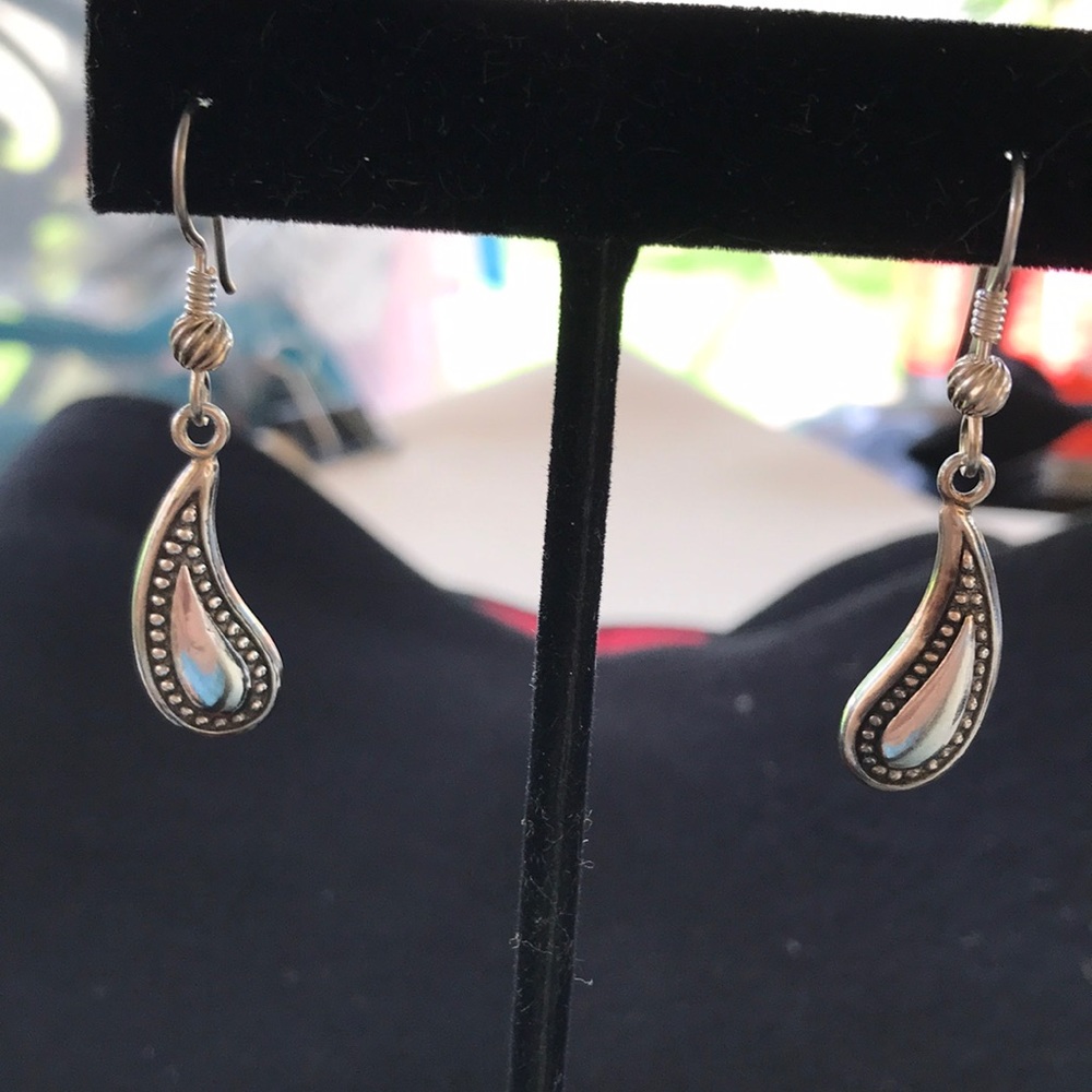 Sterling Silver Earrings - Teardrop Paisley.